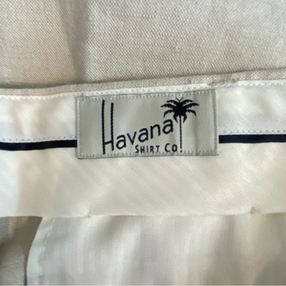 Havana Shirt Co. men's size 42/32 Linen Blend Cream Trouser Pant Vacation Cruise